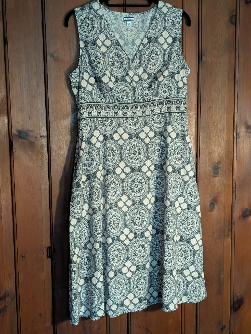 Cute Croft & Barrow Dress -Empire style -Blk & pale pink art print -S -14